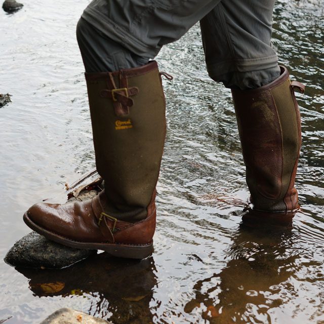 Brome 17" Waterproof Snake Boots in Briar Pitstop (Brown). Shop Brome. 