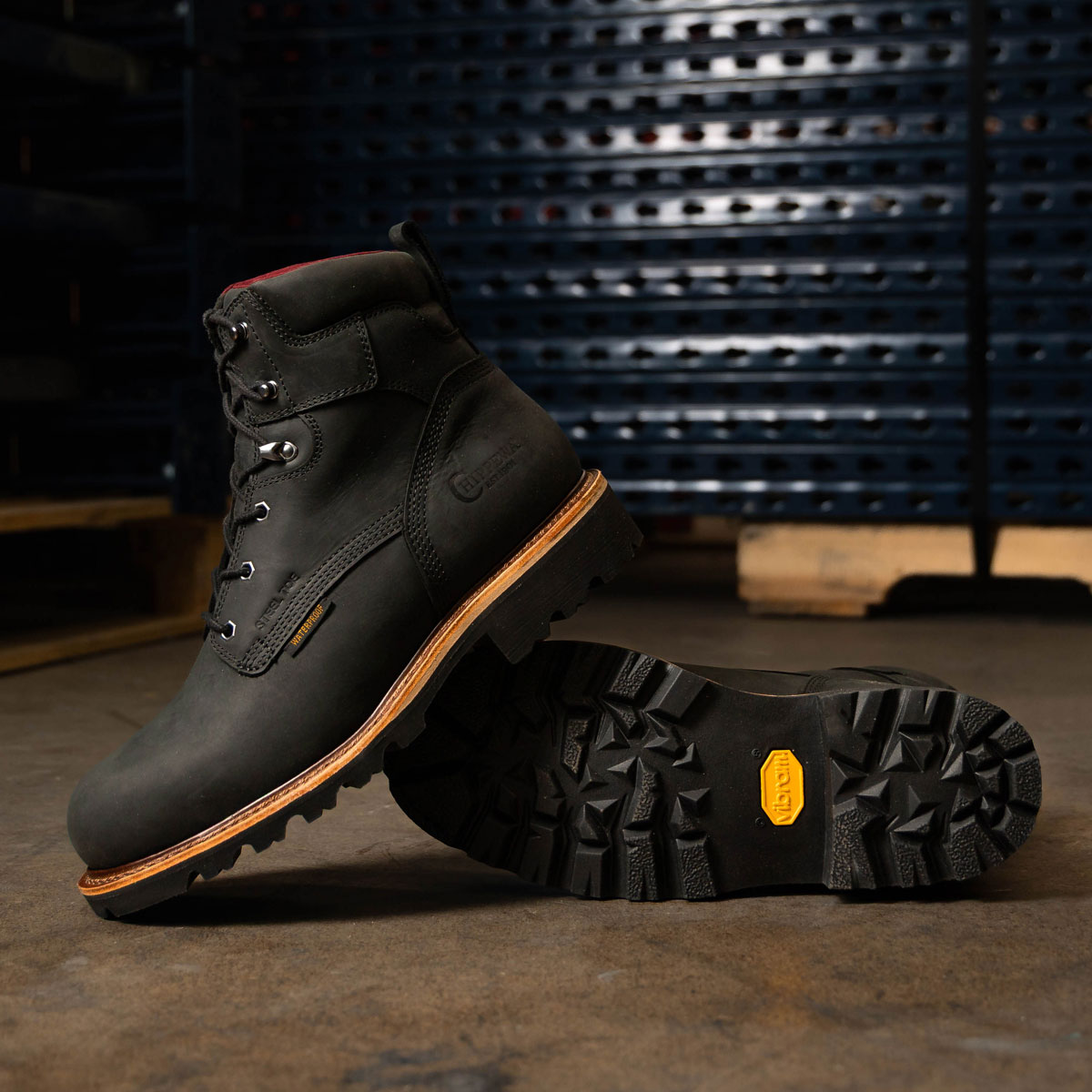 Super DNA 6-inch men's waterproof steel-toe insulated lace-up boot in charcoal (black). Shop Super Dna.